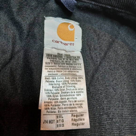 Carhartt Santa Fe Jacket J14 MDT Navy/Black Mens Size 2XL Leather Patch Quilted - Picture 11 of 11